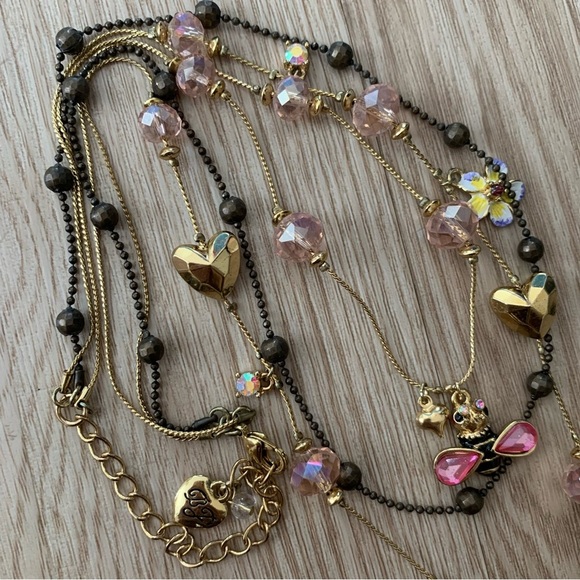 Betsey Johnson vintage y2k butterfly rhinestone multi chain necklace - Picture 6 of 8